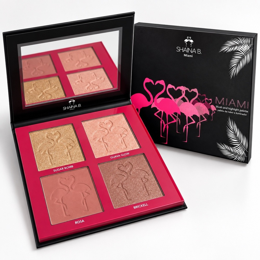 Shaina B. Miami Blush and Highlight Palette 4 Shades Matte Shimmer New